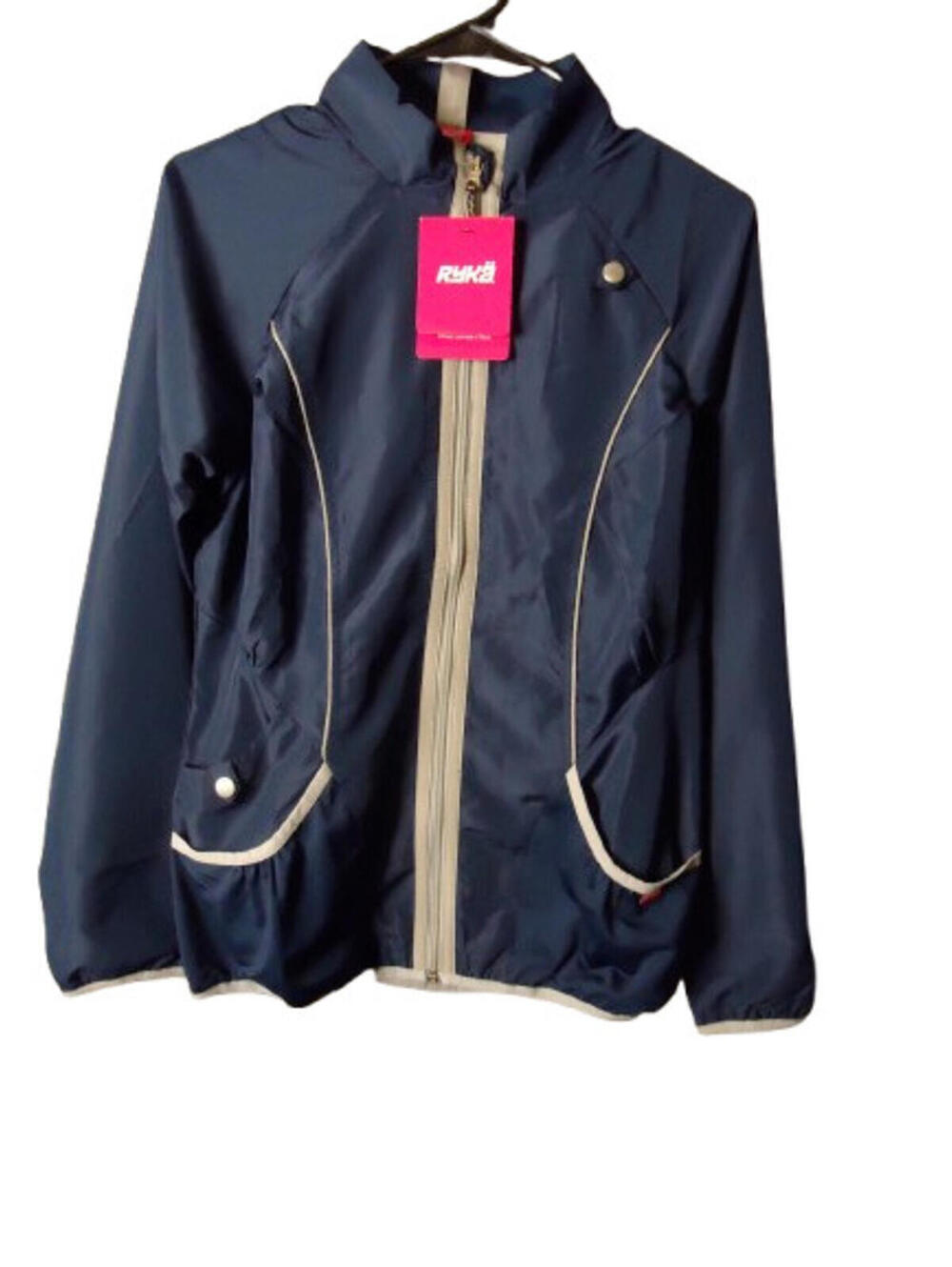 Ryka Endurance Full Zip Long Sleeve Jacket Womens Small Navy Gray Style FL1470
